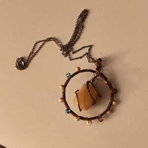 Crystal wired and beaded pendant necklace